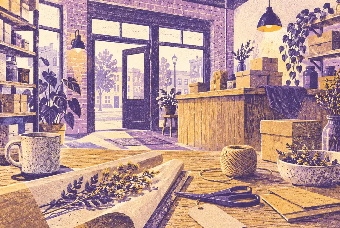 Illustration of local businesses and their working space